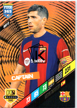 fotbalová karta Panini FIFA 365 2024 Adrenalyn XL BAR13 Sergi Roberto FC Barcelona Captain