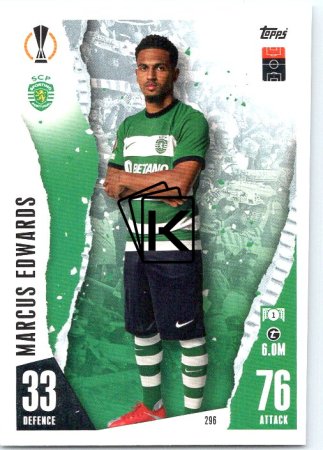 Fotbalová kartička 2023-24 Topps Match Attax UEFA Club Competitions 296 Marcus Edwards Sporting Clube de Portugal