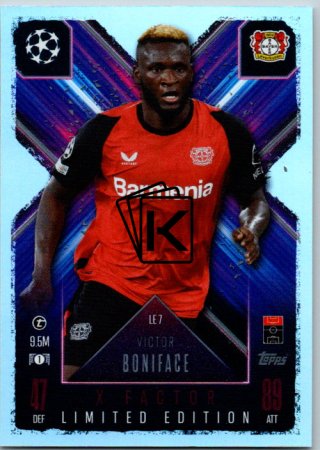 Fotbalová kartička 2024-25 Topps Match Attax EXTRA UEFA Club Competitions Limited Edition LE 7.  Victor Boniface (Bayer 04 Leverkusen)