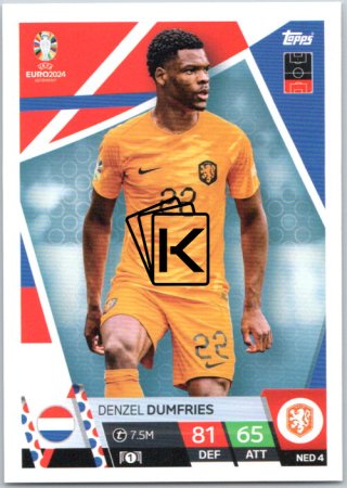 fotbalová karta Topps Match Attax EURO 2024 NED4 Denzel Dumfries (Netherlands)