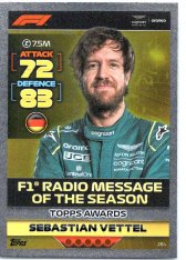 2022 Topps Formule 1Turbo Attax F1 Topps Awards 2021 284 Sebastian Vettel (Aston Martin)