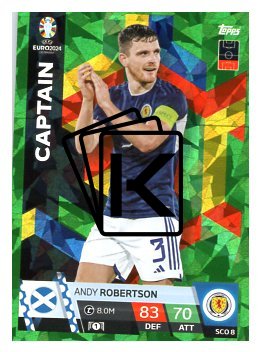 fotbalová karta Topps Match Attax EURO 2024 Green parallel SCO8 Andy Robertson (Scotland)