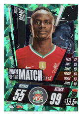 fotbalová kartička Topps Match Attax Champions League 2020-21 Man of the Match MM7 Sadio Mané - Liverpool