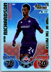 Fotbalová kartička 2024-25 Topps Match Attax EXTRA UEFA Club Competitions Topps Heritage - Man of the Match 277 Amir Richardson (ACF Fiorentina)