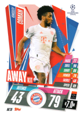 fotbalová kartička 2020-21 Topps Match Attax Champions League Extra Top Away Kit AK19 Kingsley Coman FC Bayern München
