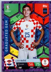 fotbalová karta Topps Match Attax EURO 2024 Purple Sapphire Holograph Graduated Gems CRO 16.  Luka Sučić (Croatia)