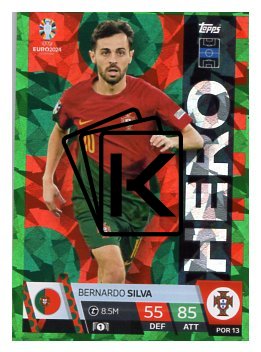 fotbalová karta Topps Match Attax EURO 2024 Green parallel Hero POR 13 Bernardo Silva (Portugal)