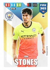 Fotbalová kartička Panini Adrenalyn XL FIFA 365 - 2020 Team Mate 54 John Stones Manchester City