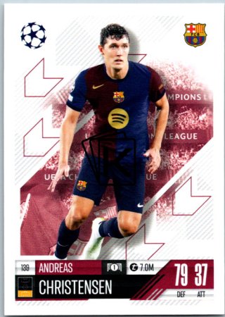 fotbalová kartička 2024-25 Topps Match Attax UEFA Club Competitions  139 Andreas Christensen (FC Barcelona)