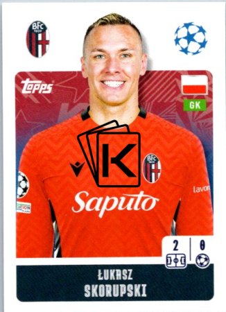 2024-25 Topps Champions League 114 Łukasz Skorupski (Bolonia FC 1909)