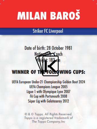2024 Topps Prague Card Show Milan Baroš Liverpool FC /499