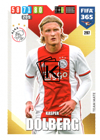 Fotbalová kartička Panini Adrenalyn XL FIFA 365 - 2020 Team Mate 297 Kasper Dolberg AFC Ajax
