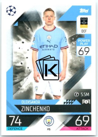 Fotbalová kartička 2022-23 Topps Match Attax UCL 25 Oleksandr Zinchenko - Manchester City