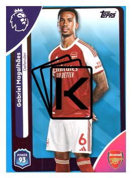 fotbalová kartička 2025-26 Topps  Premier League 4 Gabriel Magalhães (Arsenal)-PARALLEL Blue