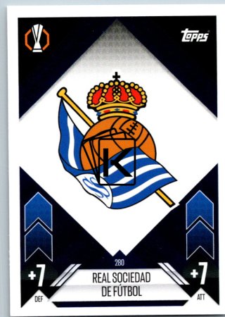 fotbalová kartička 2024-25 Topps Match Attax UEFA Club Competitions 280 Team Badge (Real Sociedad de Futbol)