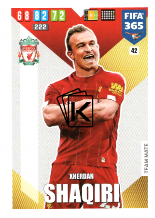 Fotbalová kartička Panini Adrenalyn XL FIFA 365 - 2020 Team Mate 42 Xherdan Shaqiri Liverpool FC