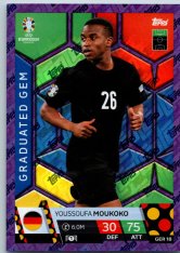 fotbalová karta Topps Match Attax EURO 2024 Purple Sapphire Holograph Graduated Gems GER 18.  Youssoufa Moukoko (Germany)