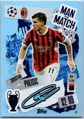 fotbalová kartička 2024-25 Topps Match Attax UEFA Club Competitions Man of the Match Signature Style 411 Christian Pulisic (AC Milan)