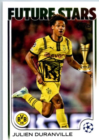 fotbalová kartička 2024-25 Topps UEFA Club Competitions Flagship 166 Julien Duranville – Future Stars Borussia Dortmund