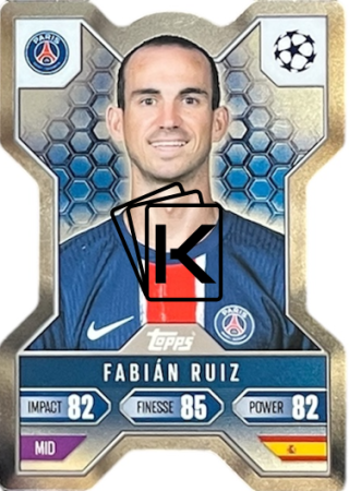 Fotbalová kartička 2024-25 Topps Match Attax EXTRA UEFA Chrome X 6 Fabián Ruiz (Paris Saint-Germain)