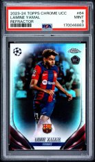 Gradovaná karta 2023-24 Topps Chrome UCC Refractor #64 Lamine Yamal (RC) PSA 9