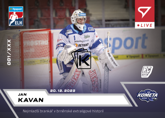Hokejová kartička SportZoo 2023-24 Live L-33 Jan Kavan HC Kometa Brno RC /64