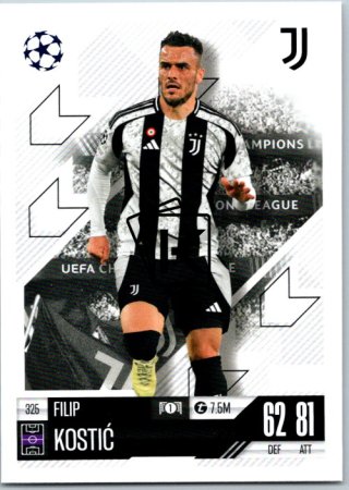 fotbalová kartička 2024-25 Topps Match Attax UEFA Club Competitions 325 Filip Kostic (Juventus)