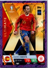 fotbalová karta Topps Match Attax EURO 2024 Purple Sapphire Holograph Ultimate UXI5 Andres Iniesta Spain