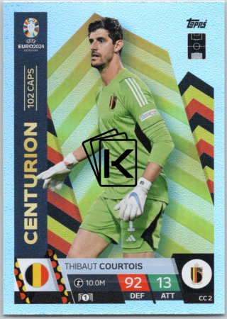 fotbalová karta Topps Match Attax EURO 2024 Centurion CC2 Thibaut Courtois (Belgium)