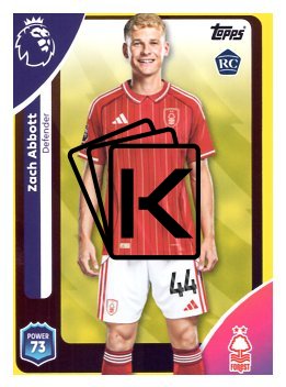 fotbalová kartička 2025-26 Topps  Premier League 241 Zach Abbott (Nottingham Forest)  -  Rookie-PARALLEL Yellow