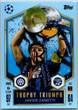 fotbalová kartička 2024-25 Topps Match Attax UEFA Club Competitions Trophy Triumph 440 Javier Zanetti (FC Internazionale Milano)