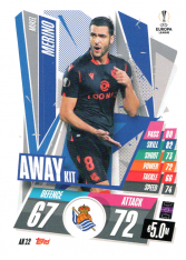 fotbalová kartička 2020-21 Topps Match Attax Champions League Extra Away Kit AK12 Mikel Merino Real Sociedad