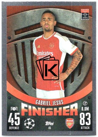 Fotbalová kartička 2023-24 Topps Match Attax UEFA Club Competitions 45	Gabriel Jesus Arsenal