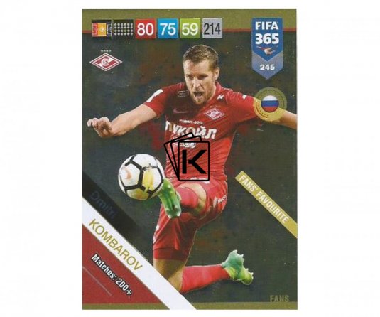 Fotbalová kartička Panini FIFA 365 – 2019 Fans 245 Dmitri Kombarov Spartak Moskva