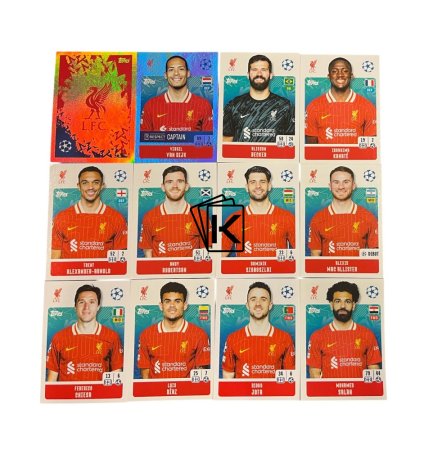 Týmový samolepkový set  2024-25 Topps Champions League Liverpool FC