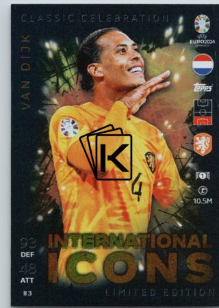 fotbalová karta Topps Match Attax EURO 2024 Internatioanl Icon ILLE3 Virgil van Dijk (Netherlands)