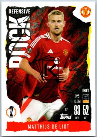 Fotbalová kartička 2024-25 Topps Match Attax EXTRA UEFA Club Competitions Defensive Rock 87 Matthus de Ligt (Manchester United)