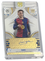 autographed card 2024-25 Topps Reverence UEFA Club Competitions RA-GV Gavi Blue Auto 18/75