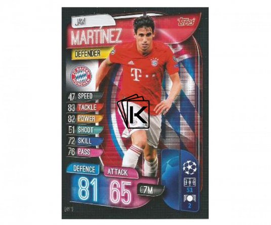 Fotbalová kartička 2019-2020  Topps Champions League Match Attax -  FC Bayern Munchen - Javi Martinez 13