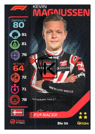 2020 Topps Formule 1 Turbo Attax 59 Kevin Magnussen Haas F1