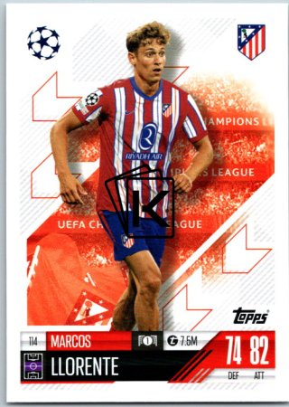 fotbalová kartička 2024-25 Topps Match Attax UEFA Club Competitions 114 Marcos Llorente (Atletico de Madrid)