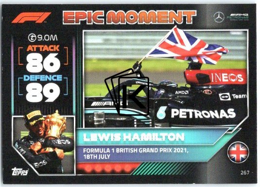 2022 Topps Formule 1Turbo Attax F1 Epic Moments 2021 267 Lewis Hamilton (Mercedes-AMG)