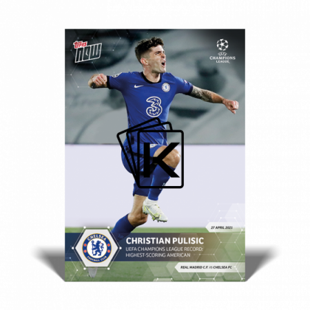 Fotbalová kartička Topps Now UCL 66 Christian Pulisic Chelsea FC