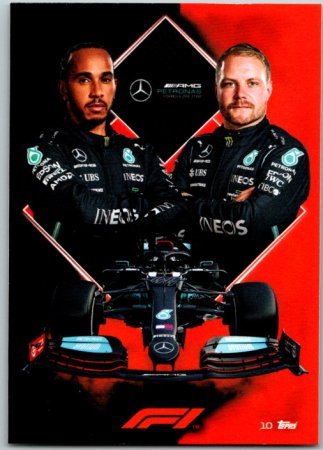 2021 Topps Formule 1 Turbo Attax 15 Team Duo Lewis Hamilton Valtteri Bottas Mercedes