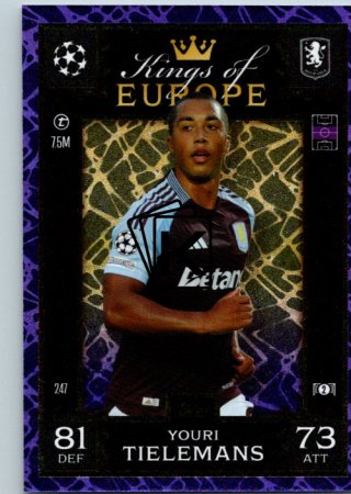 Fotbalová kartička 2024-25 Topps Match Attax EXTRA UEFA Club Competitions Kings of Europe 247.  Youri Tielemans (Aston Villa)