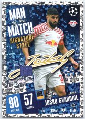 Fotbalová kartička 2023-24 Topps Match Attax UEFA Club Competitions  Man of the Match Signature Style  418	Joško Gvardiol RB Leipzig