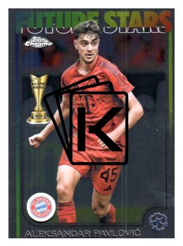 fotbalová kartička 2024-25 Topps Chrome UCC 61 Aleksandar Pavlović, FC Bayern München – Future Stars
