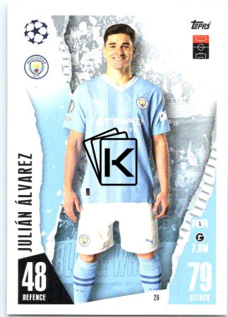 Fotbalová kartička 2023-24 Topps Match Attax UEFA Club Competitions 26 Julián Álvarez Manchester City