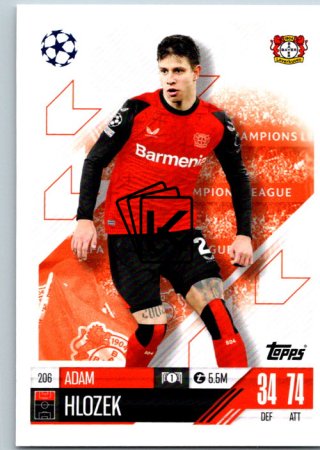 fotbalová kartička 2024-25 Topps Match Attax UEFA Club Competitions 206 Adam Hložek (Bayer 04 Leverkusen)