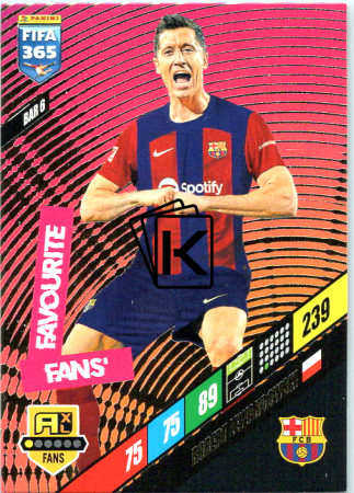 fotbalová karta Panini FIFA 365 2024 Adrenalyn XL BAR6 Robert Lewandowski FC Barcelona Fans' Favourite